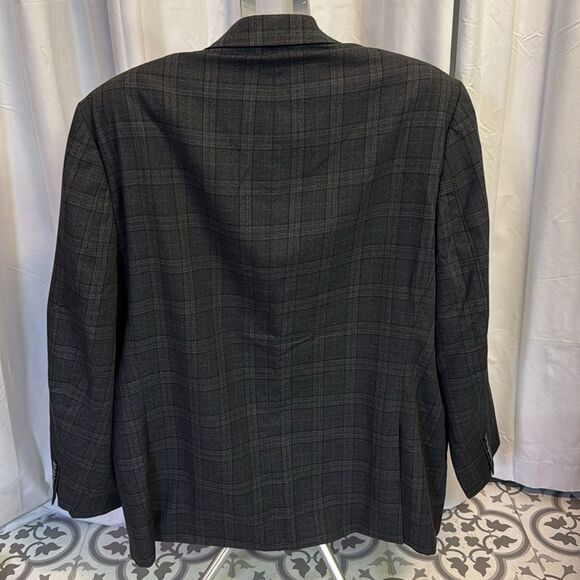 Calvin Klein Mens Plaid Two Button Blazer Jacket, Black C36 - Picture 8 of 12